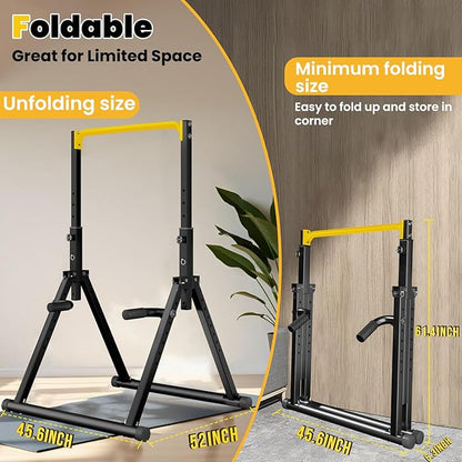 DOBESTS Foldable Power Tower Pull Up Bar Dip Station Adjustable Multifunction Workout Pull Up Tower