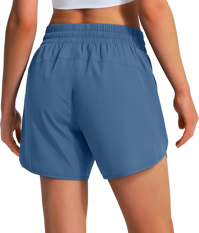 Ksmien Women's 5" Athletic Running Shorts Quick Dry Lightweight Workout Gym Shorts with Zipper