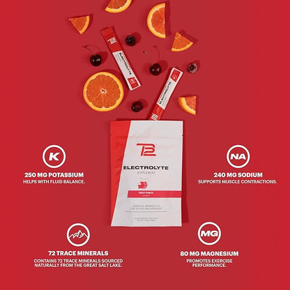TB12 Electrolytes Powder Packets Fruit Punch ??Mineral-Rich Electrolyte Powder for Fast Hydration
