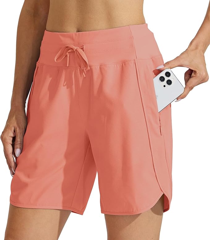 Willit Women's 7" Athletic Running Shorts Long Workout Hiking Shorts Quick Dry High Waisted Active