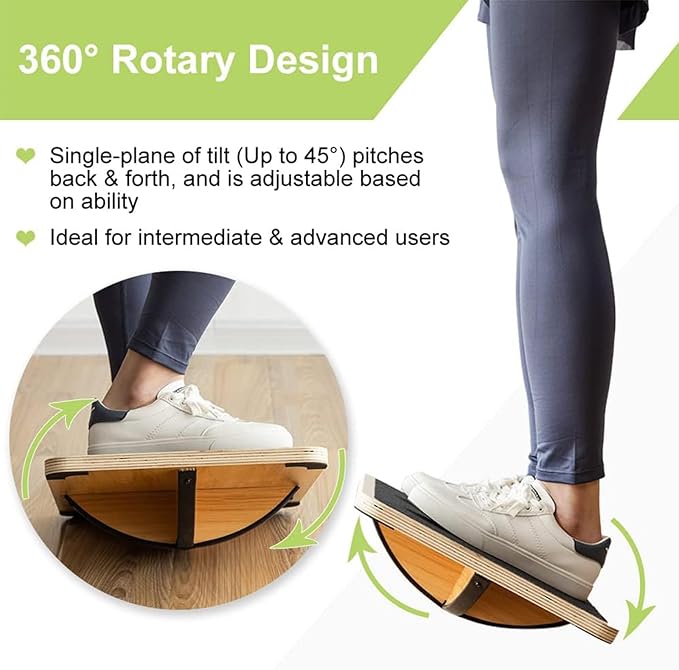 StrongTek Professional Wooden Balance Board, Rocker Board, Wood Standing Desk Accessory, Balancing
