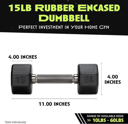 Rubber Coated Dumbbells - No Roll Design Easy-Grip Steel Knurled Handle, Weights Dumbbells Set for
