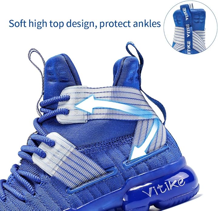 VITUOFLY Kids Basketball Shoes Boys Air Cushion Sneakers Girls Mid Top School Hoops Shoes Non-Slip