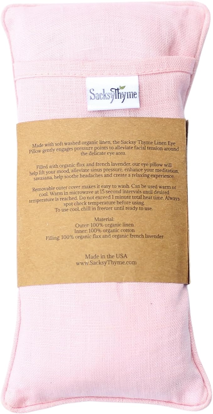 Organic Linen Eye Pillow - Lavender & Flaxseed for Relaxation, Yoga, Stress Relief - Microwavable