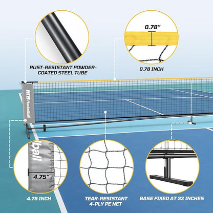Haokelball Badminton Volleyball Pickleball Net Set, 22FT Portable All-in-One Nets System for