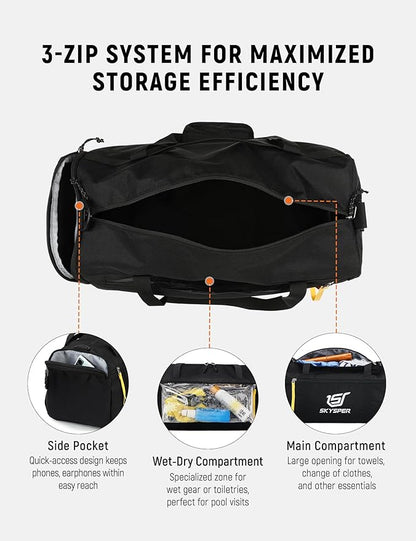 SKYSPER 30L Gym Duffel - Sports Bag Small with Wet Pocket for Sport, Travel, Fitness & Workout Men