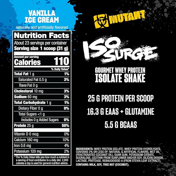 Mutant ISO Surge Whey Protein Isolate Powder Acts Fast to Help Recover, Build Muscle, Bulk and