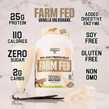 Axe & Sledge Farm Fed 100% Whey Protein Isolate | 25g Protein | Low Carb, Low Sugar, Gluten Free |