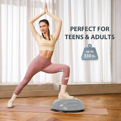 ZELUS Balance Ball Trainer with Resistance Bands and Foot Pump, Inflatable Yoga Ball for Home Gym