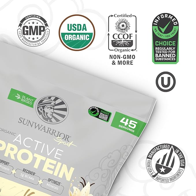 Sunwarrior Organic Plant Based Protein Powder | Vegan Organic Protein Powder with BCAA Amino Acids