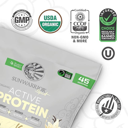 Sunwarrior Organic Plant Based Protein Powder | Vegan Organic Protein Powder with BCAA Amino Acids