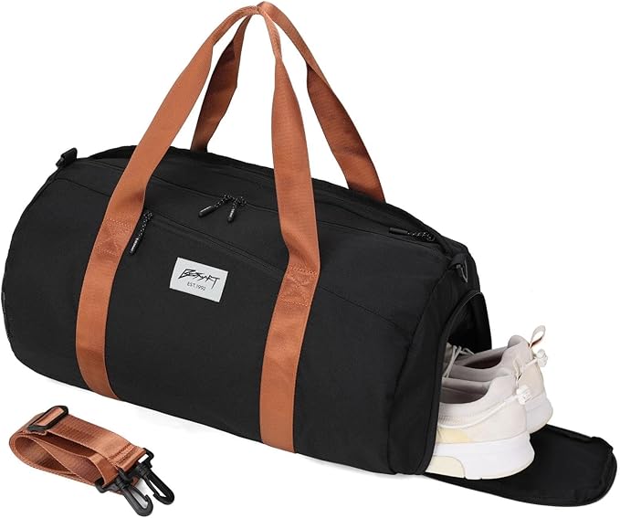 BE SMART Waterproof Mens Gym Bag with Shoe Compartment, Duffle Bags with Wet Pocket for Men