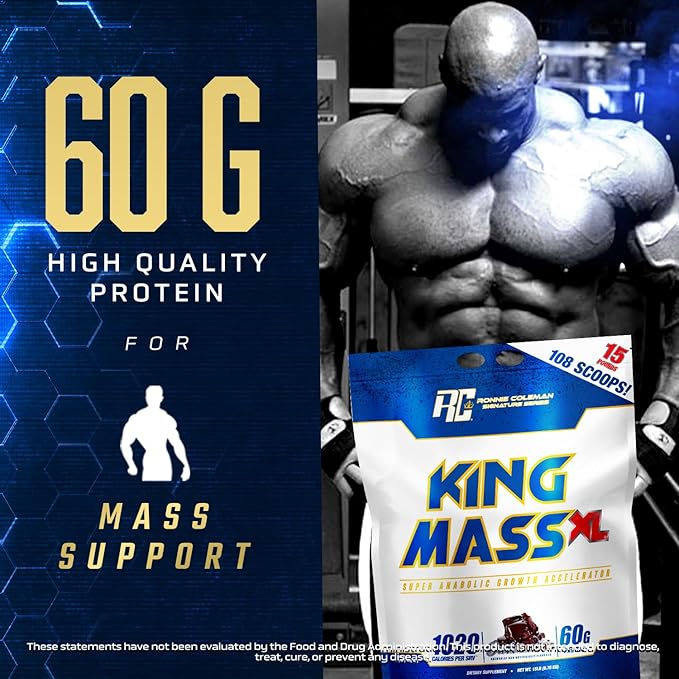 Ronnie Coleman Signature Series King Mass XL Mass Gainer Protein Powder, Muscle Gainer, 60g