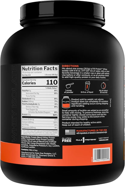 Rule 1 R1 Protein Whey Isolate - with 25g Protein & 6g BCAA Exclusively from Isolated & Hydrolyzed