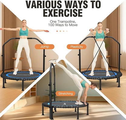 ANCHEER 40" Foldable Mini Trampoline,Max Load 450lbs/550lbs Indoor Trampoline,with 4 Level