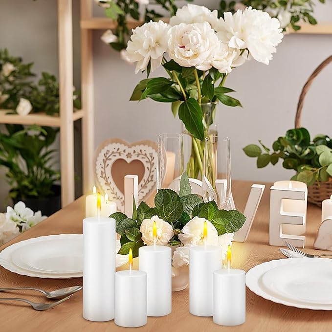 MTLEE 36 Pcs Pillar Candles Bulk Unscented Candle Set 38 Hour Long Burning Dripless for Dinner