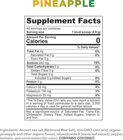 REDMOND Re-Lyte Kids Hydration Electrolyte Mix Powder, Pineapple 7.62 oz