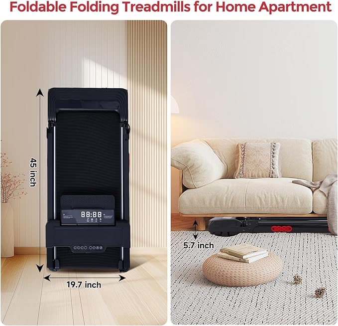 Walking Pad Treadmill with Handles, Folding Foldable Electric Treadmills for Home Small, 3.0HP