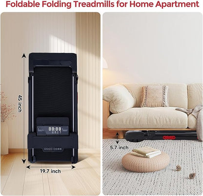 Walking Pad Treadmill with Handles, Folding Foldable Electric Treadmills for Home Small, 3.0HP