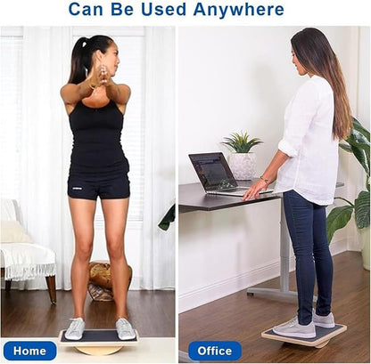 StrongTek Professional Wooden Balance Board, Rocker Board, Wood Standing Desk Accessory, Balancing