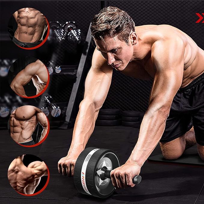 Ab Rollers Wheel Kit, Exercise Wheel Core Strength Training Abdominal Roller Set with Push Up Bars