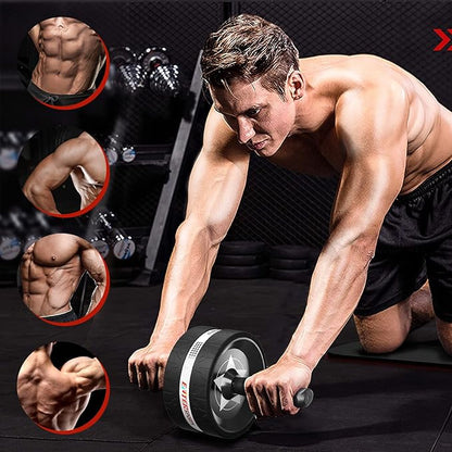 Ab Rollers Wheel Kit, Exercise Wheel Core Strength Training Abdominal Roller Set with Push Up Bars