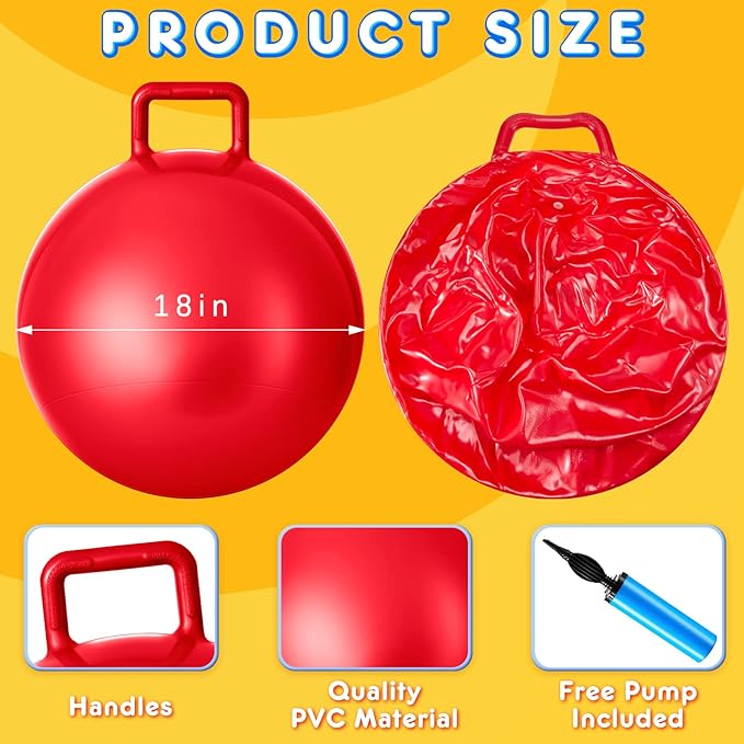 Lewtemi 6 Pcs Hopper Ball Carnival Outdoor Games 18 Inch Jumping Hopping Inflatable Bouncing Ball