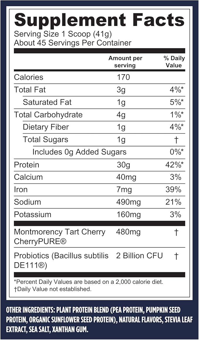 Vega Sport Vegan Protein Powder + Recovery - 30g Plant Based Protein per Serving, Vanilla, 45