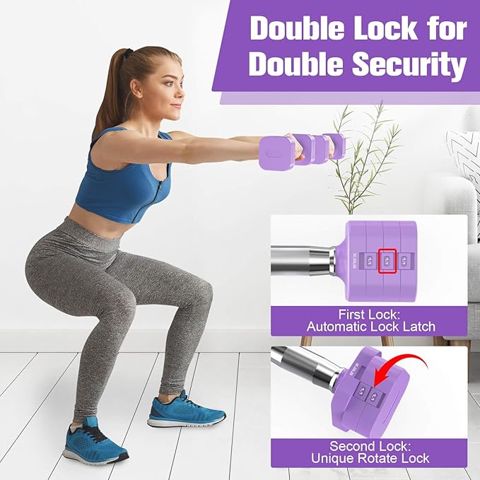 22LBS Adjustable Dumbbells Set, Adjustable Weight Dumbbells with 4 Levels 4.4lb, 6.6lb, 8.8lb