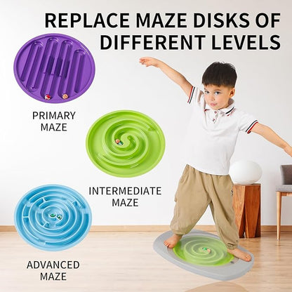 Balance Board Kids, Toddler Balance Board Maze, Wobble Board with 6 Colored Balls,3 Replacement