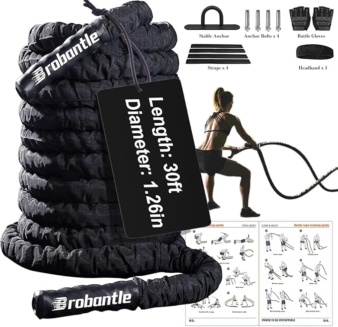 Battle Rope 1/1.26/1.5/2 Inch Diameter,Pink 30FT/40FT/50FT Exercise Workout Ropes for Home Gym
