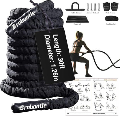 Battle Rope 1/1.26/1.5/2 Inch Diameter,Pink 30FT/40FT/50FT Exercise Workout Ropes for Home Gym