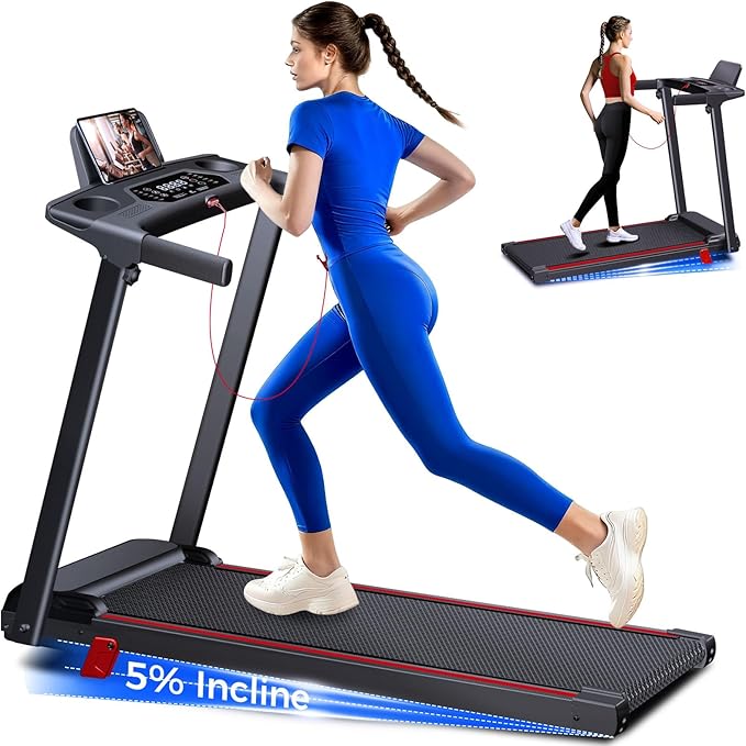 Treadmill with 5% Incline, Walking Pad Treadmill with Handle Bar, Portable Folding Treadmills for