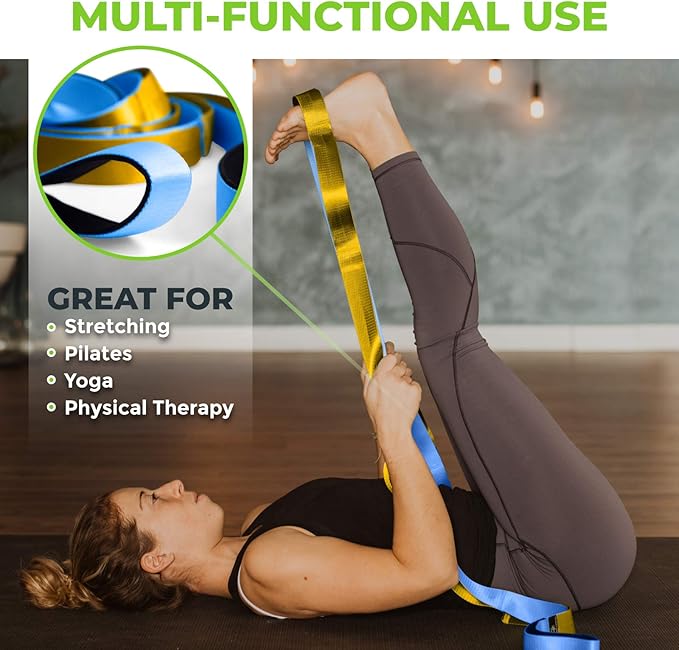 Gradient Fitness Stretching Strap for Physical Therapy, 12 Multi-Loop Stretch Strap 1.5" W x 8' L