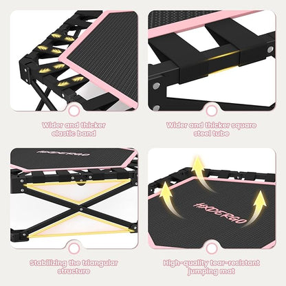Foldable Mini Trampoline, Rebounder Trampoline with Adjustable Foam Handle, Fitness Trampoline for