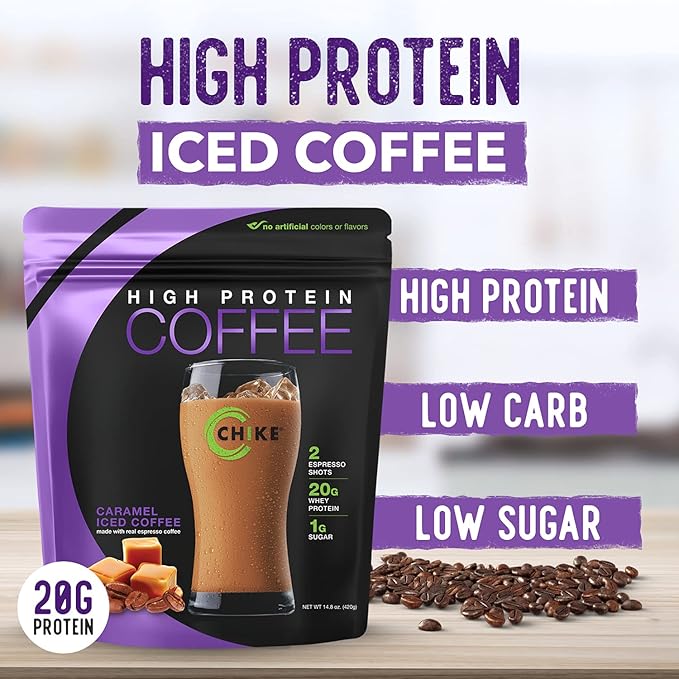 Chike Caramel High Protein Iced Coffee, 20 G Protein, 2 Shots Espresso, 1 G Sugar, Keto Friendly