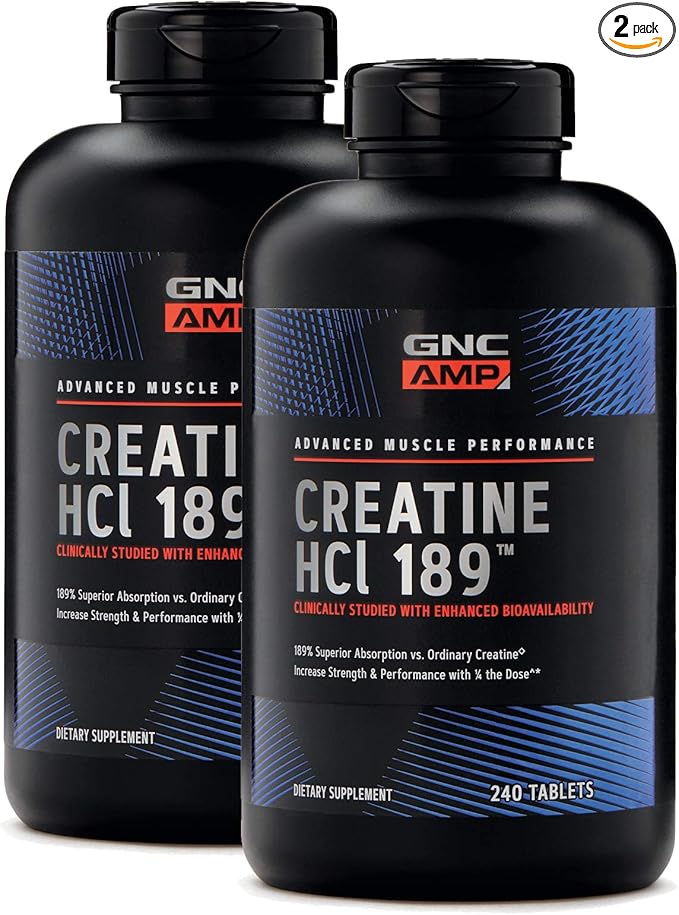 GNC AMP Creatine HCl 189, Targeted Muscle Builder and Recovery Supplement, Fast Absorbing