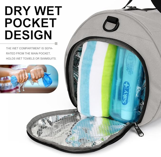 INOXTO Small Sports Gym Bag，Travel Duffel Bag with Dry Wet Pocket and Shoes Compartment for Women