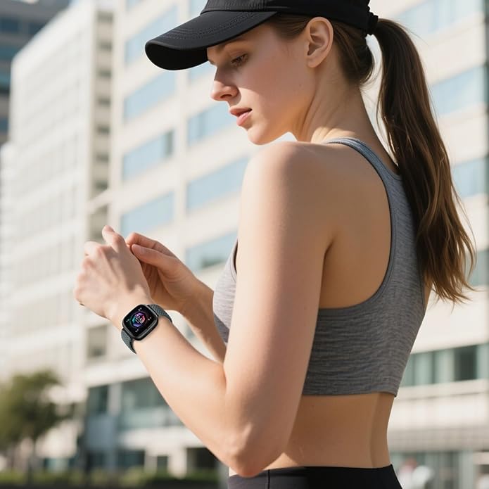 Braided Stretchy Band for Fitbit Versa 4/Versa 3/Sense 2/Sense Watch Band Women Men,Parachute-style