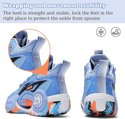 JMFCHI Kids Basketball Shoes High-top Sports Shoes Sneakers Durable Lace-up Non-Slip Running Shoes
