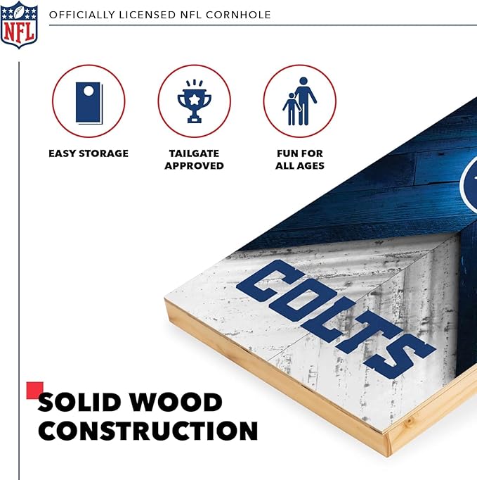 NFL Football 2' x 4' Regulation Size Solid Wood Cornhole Set with Direct Print HD Team Graphics