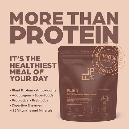 Flip 7 Natural SuperFood, Plant-Based Protein, Complete Meal Replacement to Support Healthy Gut, 7