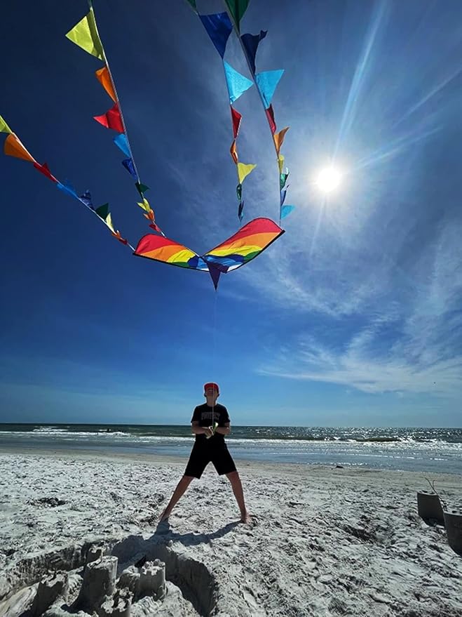 HONBO Large Delta Kite for Kids & Adults,Extremely Easy to Fly Kite for Beach Trip,String Line