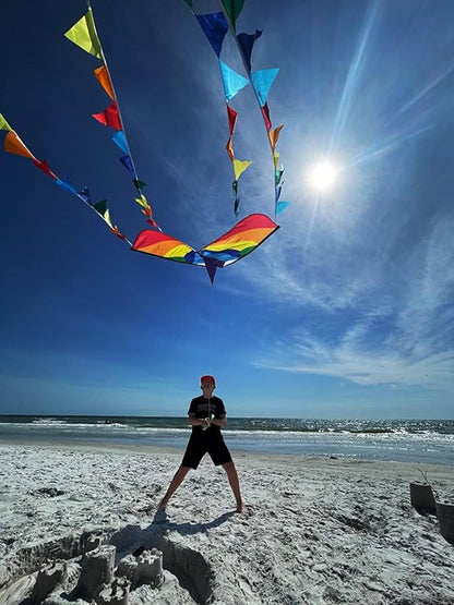 HONBO Large Delta Kite for Kids & Adults,Extremely Easy to Fly Kite for Beach Trip,String Line