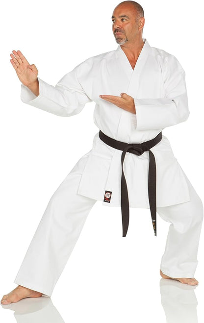 Ronin Medium Weight Karate GI Middleweight Martial Arts Karate Uniform - 9.5 oz Cotton, White Belt