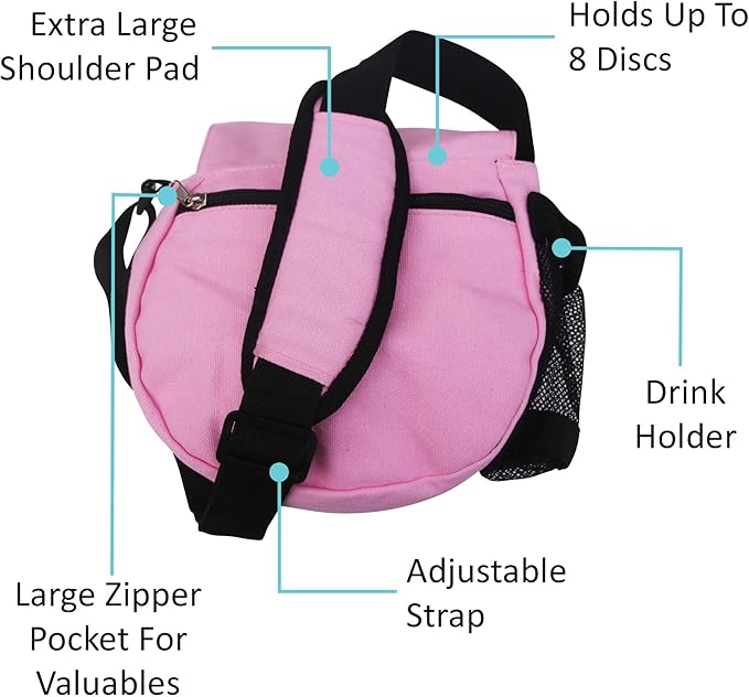 Kestrel Black Disc Golf Bag - Fits 6-10 Golf Discs + Bottle - For Beginner & Advanced Golfers