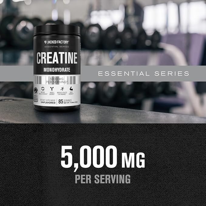 Jacked Factory Creatine Monohydrate Powder 1000g - 5g Daily Creatine Supplement for Men and Women