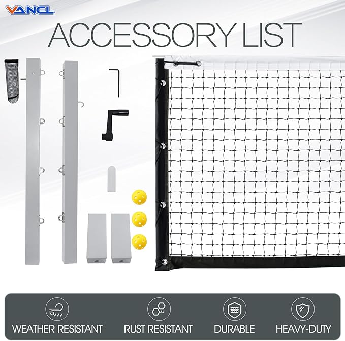 Pro Pickleball Net Portable with Wheels – 22ft Heavy Duty Pickleball Net System with Sturdy
