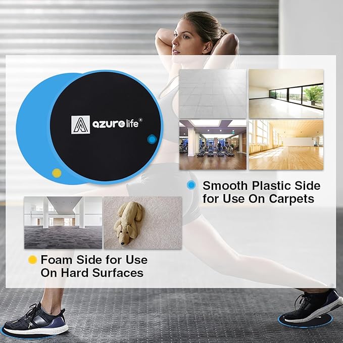 Exercise Core Sliders, Dual Sided Exercise Gliding Discs Use on Carpet or Hardwood Floors, Light