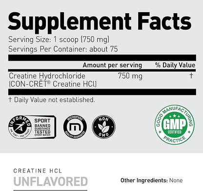 Kaged Creatine HCl Powder, Unflavored, Muscle Building and Recovery Supplement, Patented Formula